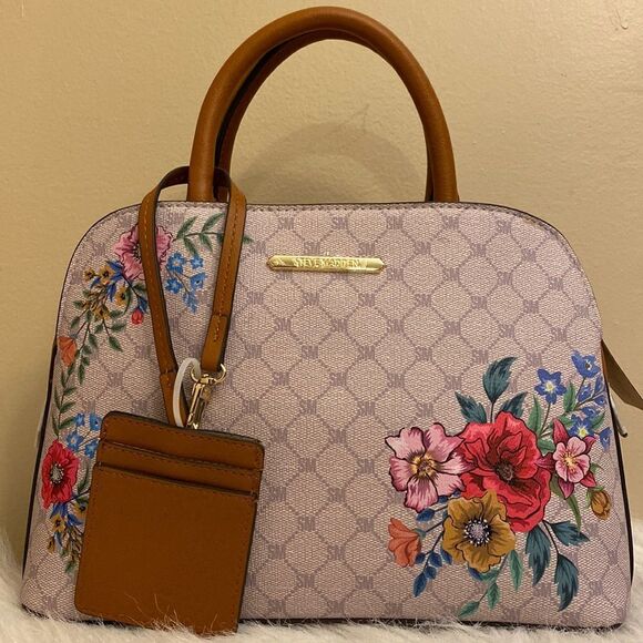 NWT Steve Madden (BFelipe) Satchel/ Crossbody Bag SM Logo w / Floral Design - Picture 1 of 16